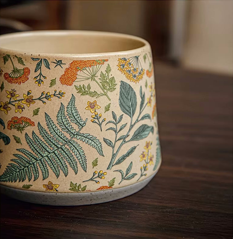 Enchanting Botanicals Ceramic Mug, Lid & Spoon Set