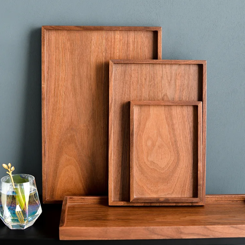 Modern Luxury Rectangular Wood Trays With Nordic Style For Room Decor