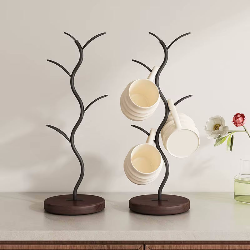 Sprout Countertop Mug Tree Iron & Wood Cup Stand