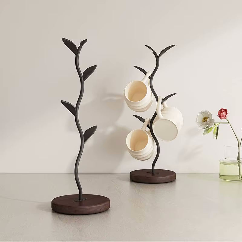 Sprout Countertop Mug Tree Iron & Wood Cup Stand