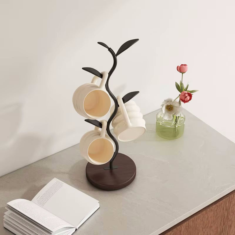 Sprout Countertop Mug Tree Iron & Wood Cup Stand
