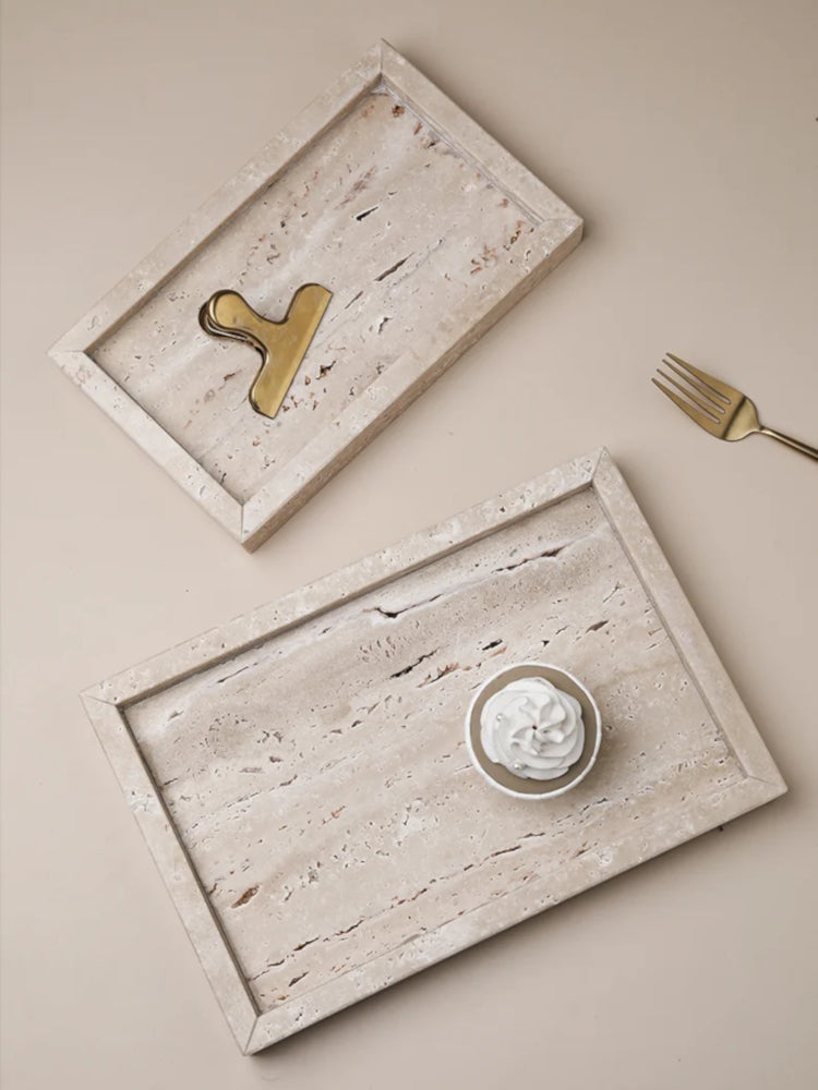 Chiaro Decorative Travertine Rectangle Stone Trays