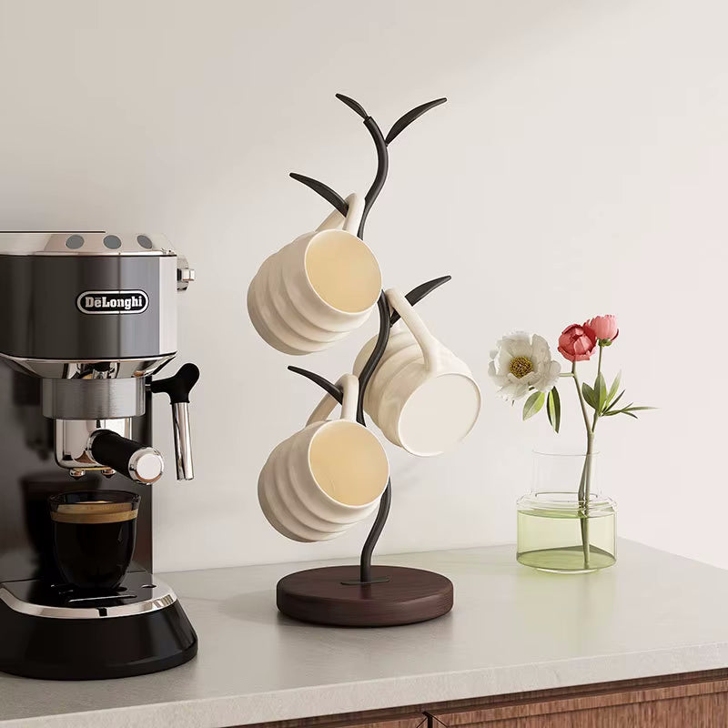 Sprout Countertop Mug Tree Iron & Wood Cup Stand
