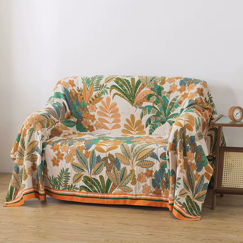 Emerald Eden Reversible Cotton Quilt Coverlet Lightweight Bedding
