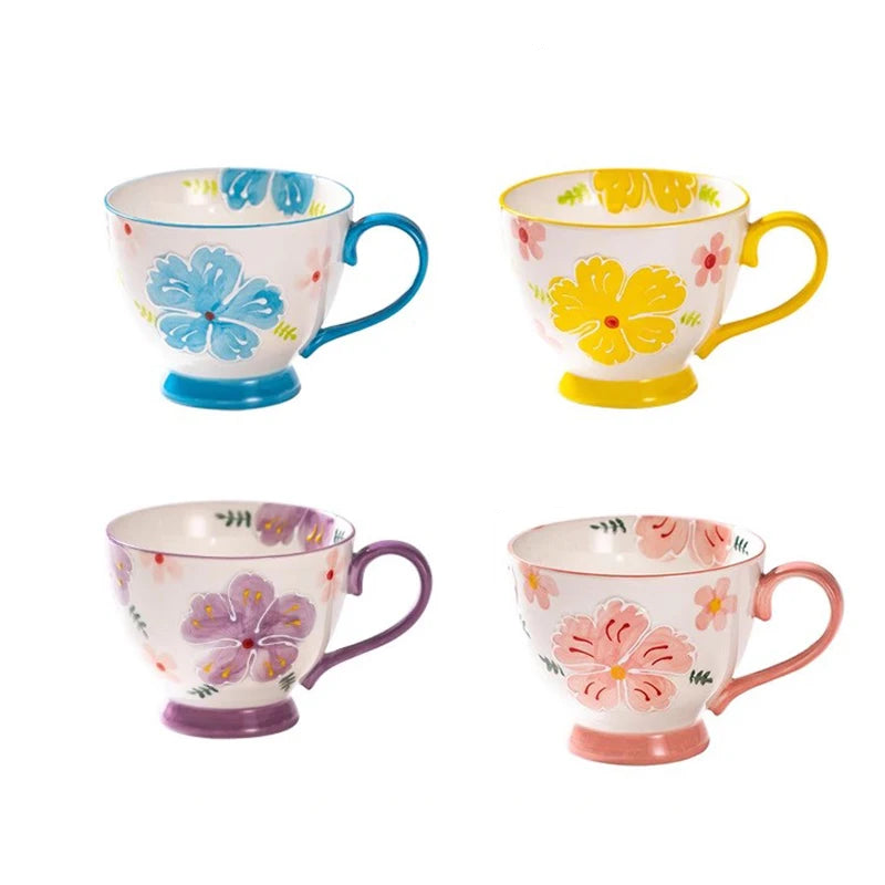 Painted Petals Ceramic Tea Cups