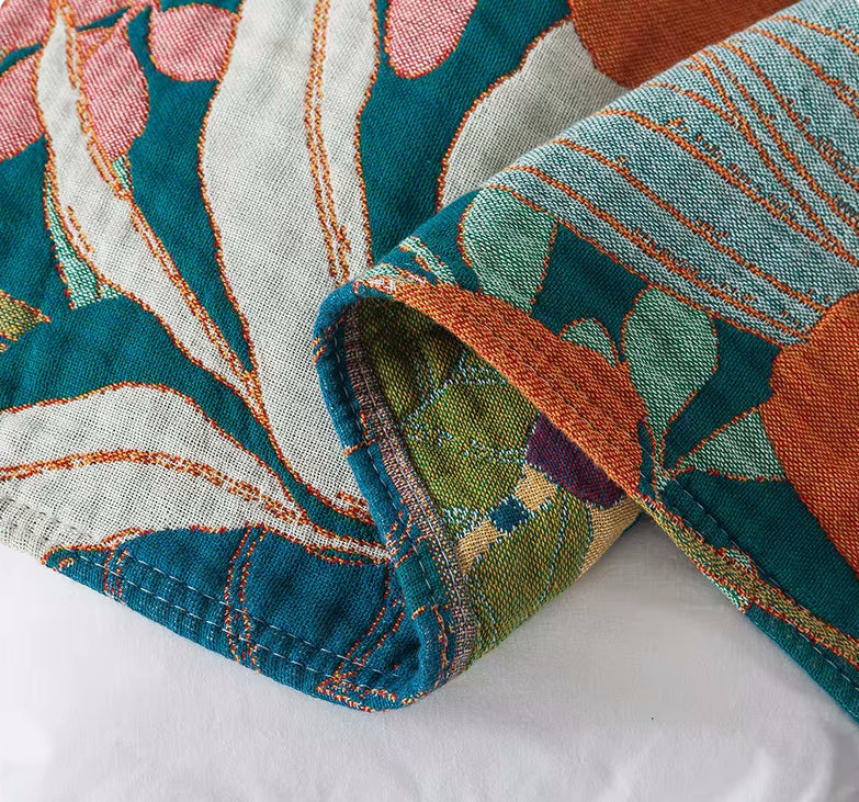 Tropical Twilight Reversible Cotton Quilt Coverlet Lightweight Bedding