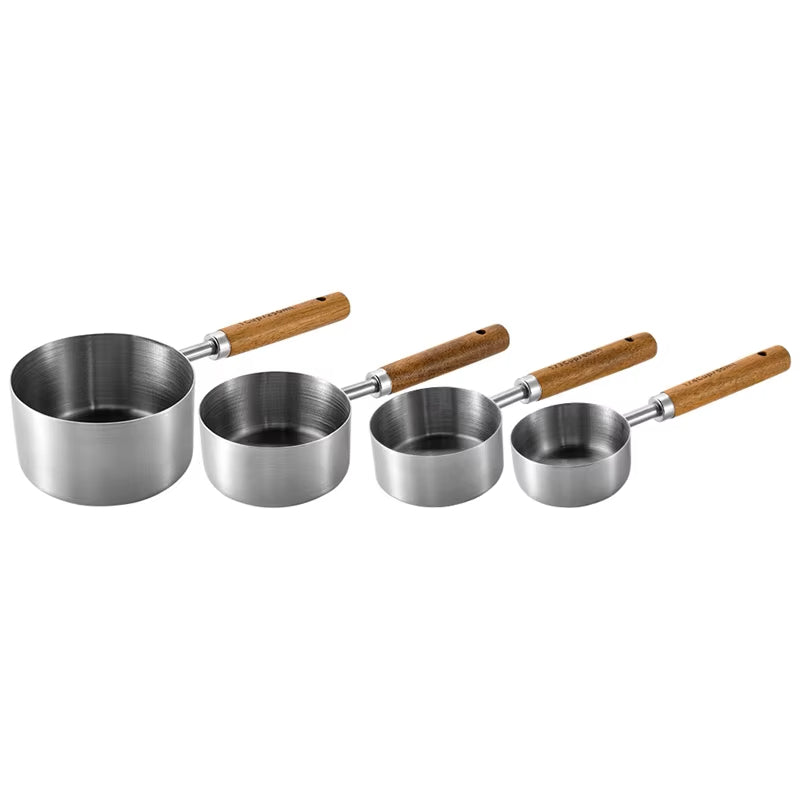 Luxury Chef Wood & Stainless Steel Measuring Cups