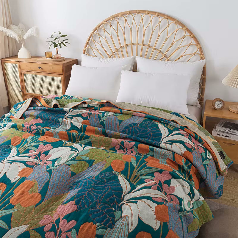 Tropical Twilight Reversible Cotton Quilt Coverlet Lightweight Bedding