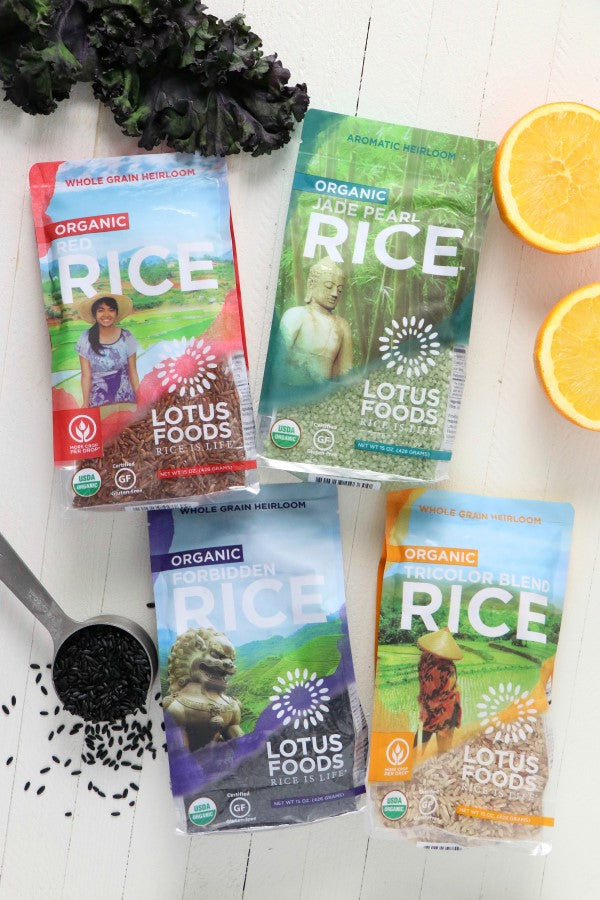 Lotus Foods Organic Heirloom Rice Varieties Red Rice Green Jade Pearl Rice Purple Or Black Forbidden Rice Tri Color Blend Rice