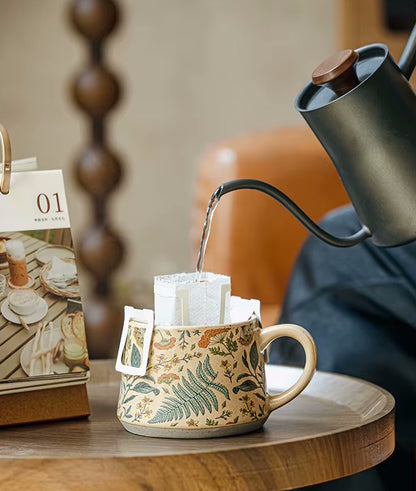 Enchanting Botanicals Ceramic Mug, Lid & Spoon Set