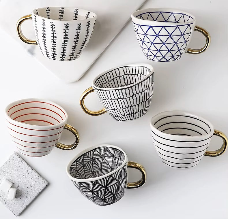 Gold Handled Mugs With Artistic Unique Designs