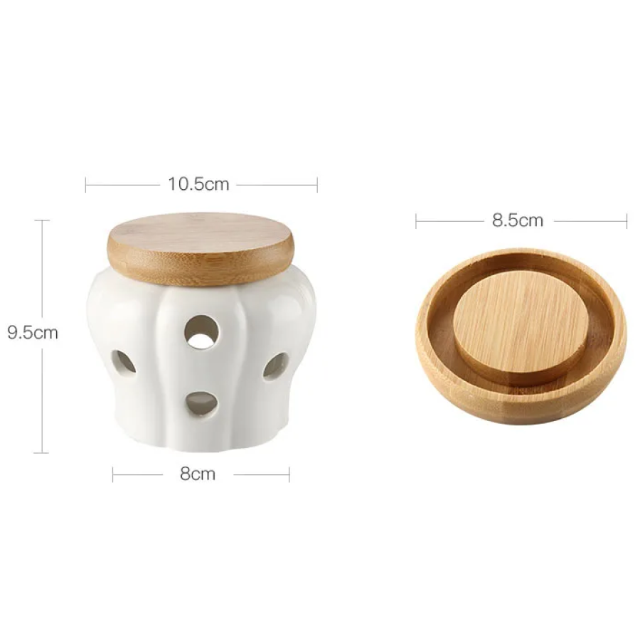 Size Measurements Of Ceramic Garlic Pot And Bamboo Lid Simply Perfect Garlic Storage