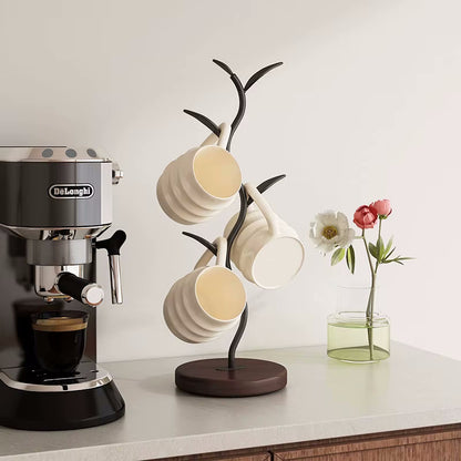 Sprout Countertop Mug Tree Iron & Wood Cup Stand