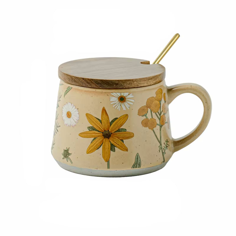 Enchanting Botanicals Ceramic Mug, Lid & Spoon Set