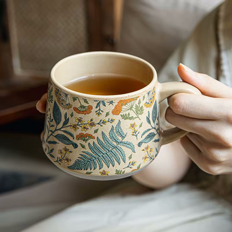 Enchanting Botanicals Ceramic Mug, Lid & Spoon Set