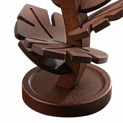 Wood Leaf Shaped Drink Coaster Tree