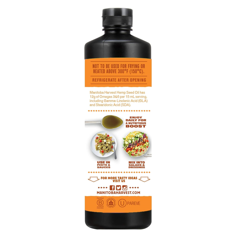 Manitoba Harvest Unrefined Cold Pressed Hemp Seed Oil With 12 Grams Of Omegas
