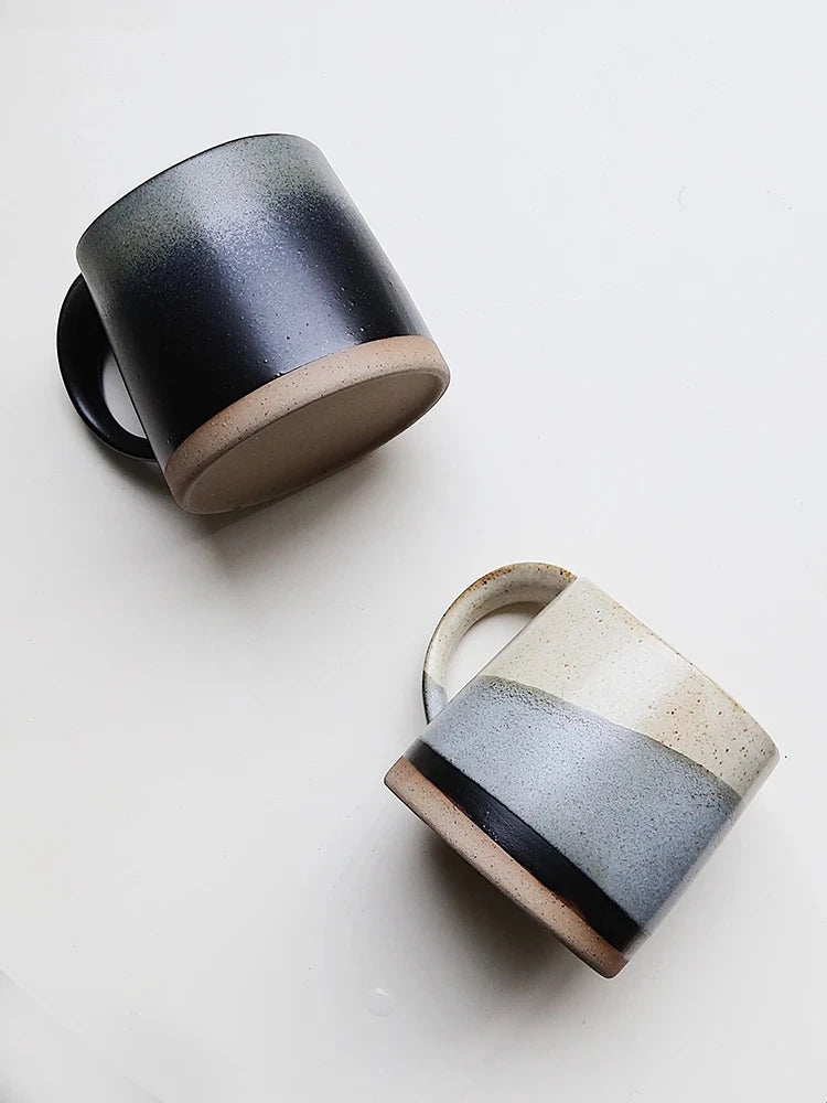 Organic Decor Mugs With Exposed Base Pottery Ceramic Dark Tides Light And Dark Cups That Are Reminiscent Of The Ocean