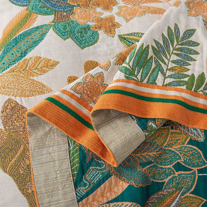 Emerald Eden Reversible Cotton Quilt Coverlet Lightweight Bedding