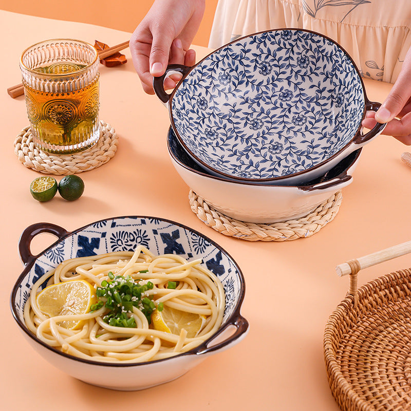 Secret Garden And Other Blue And White Pattern Greek Inspired Dinnerware Farmhouse Mediterranean Noodle Bowls