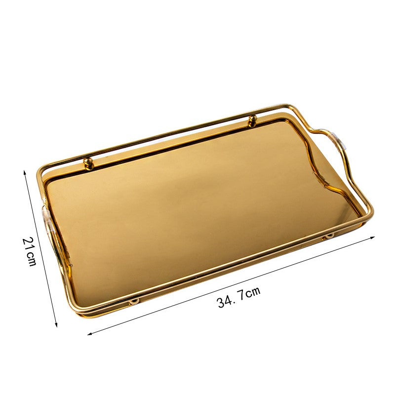 Emerald Shore Style Gold Toned Tray For Beverage Serving