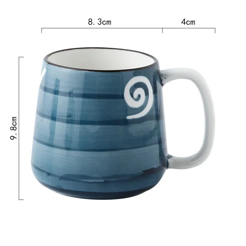 Nautilus Pattern Nautical Style Ceramic Mugs With Wide Base