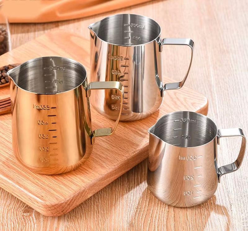 Sleek Stainless Steel Metal Kitchen Pitchers For Coffee Frothing