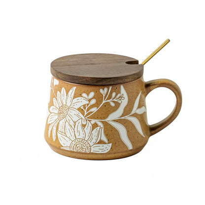 Enchanting Botanicals Ceramic Mug, Lid & Spoon Set