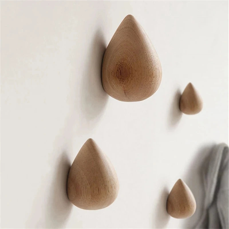 Surreal Raindrop Beech Wood Wall Hooks