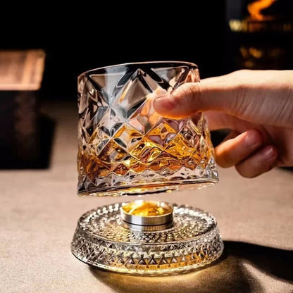 Unique Barware Glasses That Spin On Matching Coaster Social Club Drinkware For Home Bar