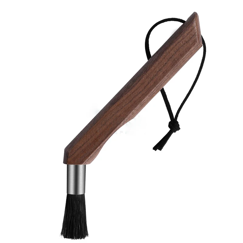 Luxury Barista Wood & Natural Bristle Coffee Cleaning Brush Angled Handle