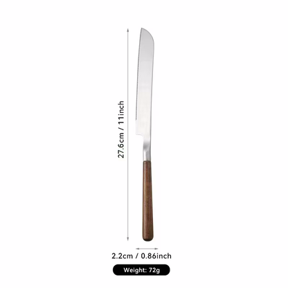Cake Knife Utensil Size Measurements Luxury Chef Sleek Wood Stainless Steel Kitchen Tool