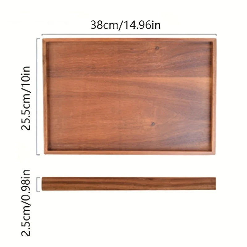 Modern Luxury Wood Rectangle Tray Size E With Recessed Handles