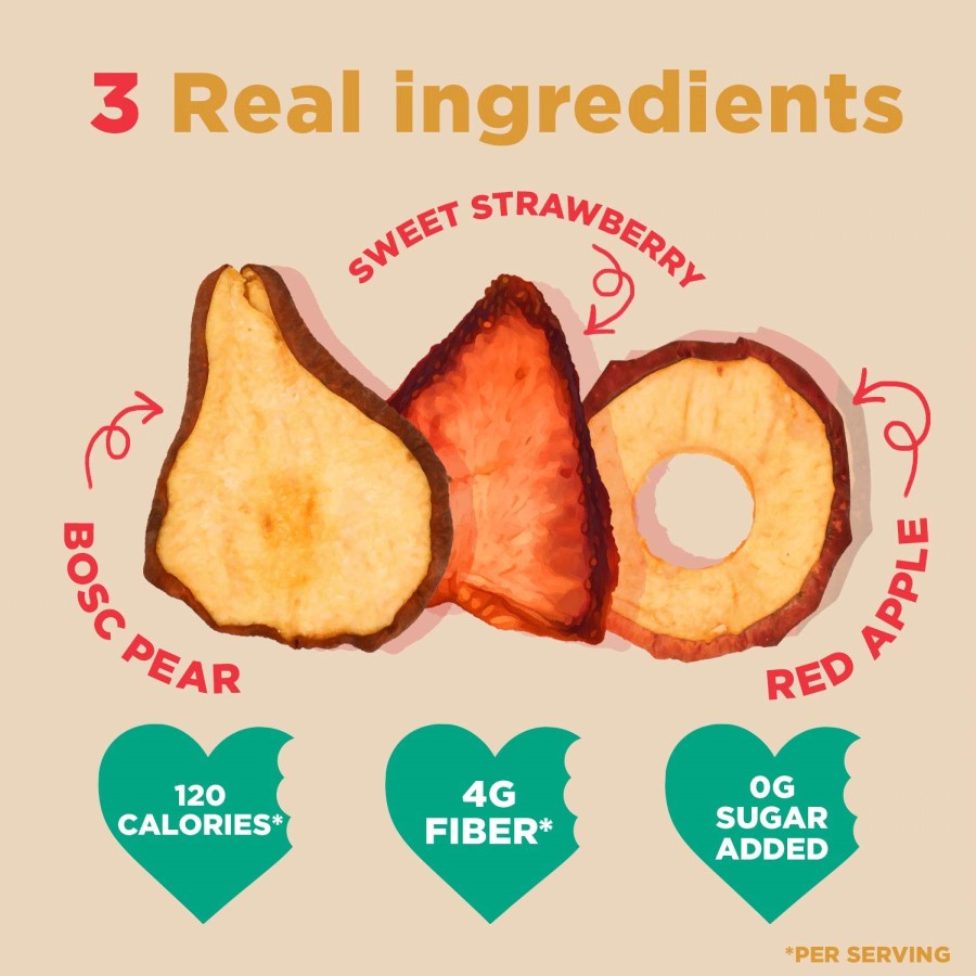 Rind 3 Real Ingredients Bosc Pear Sweet Strawberry Red Apple No Sugar Added Fruit Snack