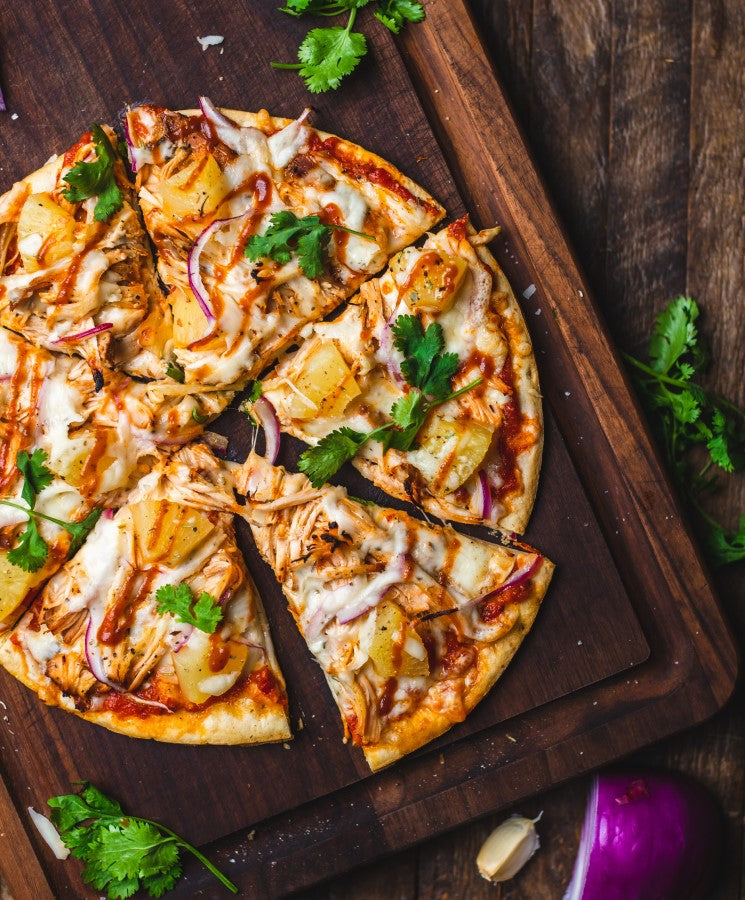 Thin Crust BBQ Chicken Pineapple Onion Pizza Made With Organic Ingredients From Terra Powders Market
