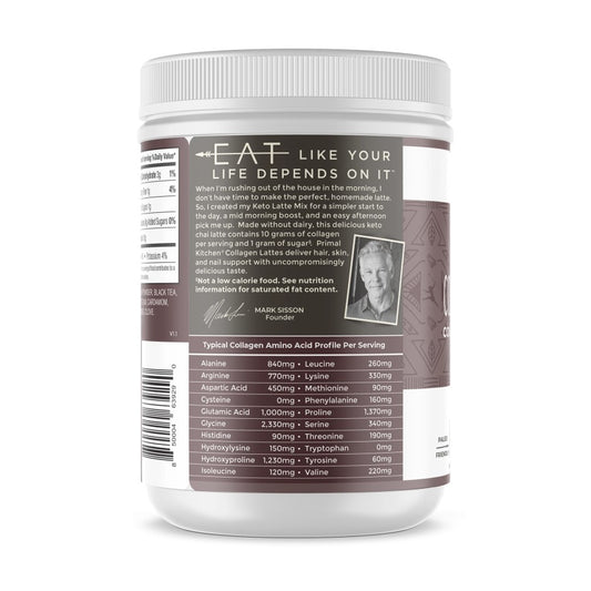 Mark Sisson Collagen Keto Latte Primal Kitchen Chai Tea Drink Mix Collagen Amino Acid Profile