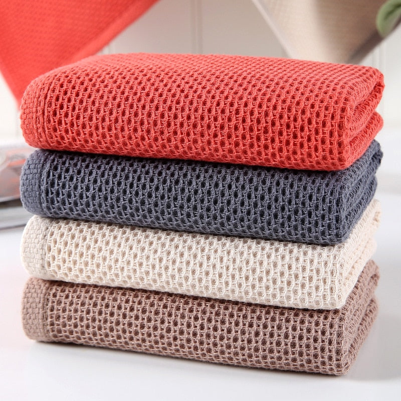 Multicolor Folded Cotton Waffle Knit Dish Cloths Washcloths For Bathroom And Ktichen