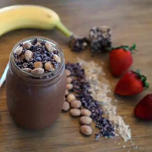 Imalkesh Organics Recipe Chocolatey Protein Power Smoothie With Cacao Powder Cocoa Nibs