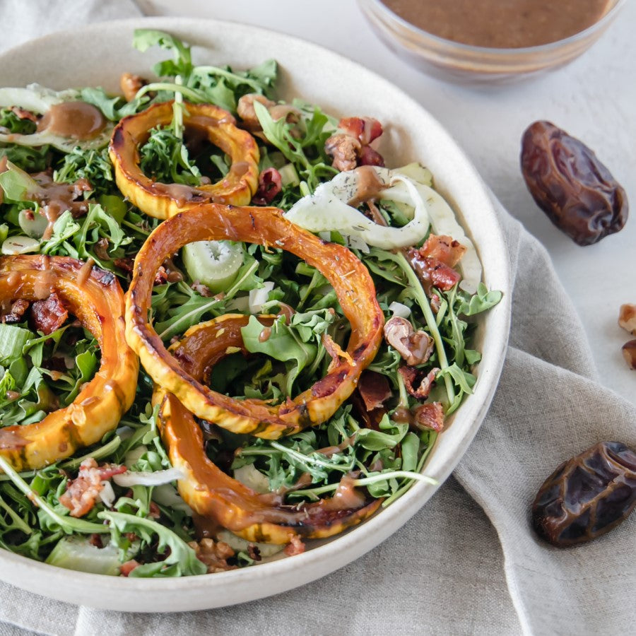 Roasted Squash Salad With Date Balsamic Dressing Made With Joolies Organic Dates