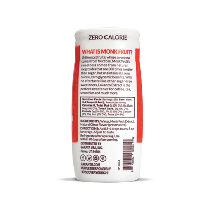 Lakanto Monkfruit Zero Calorie Liquid Sweetener Ingredients Nutrition Facts