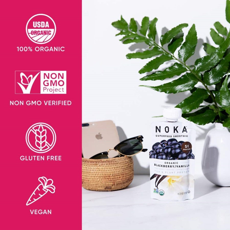 100% Organic Non-GMO Gluten Free Vegan Noka Superfood Smoothie Blackberry Vanilla