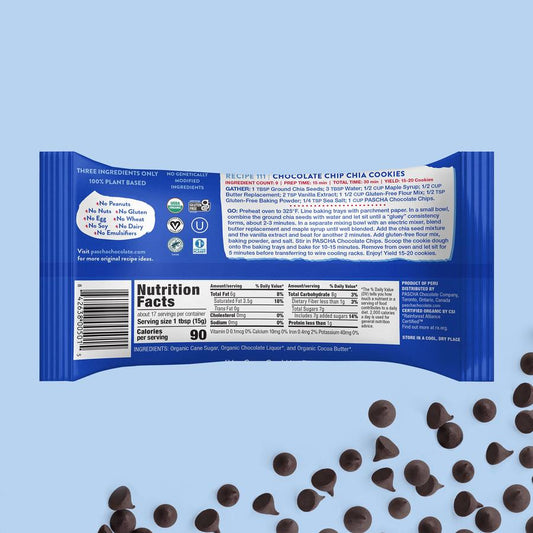 Organic Pascha 55% Cacao Semisweet Vegan Baking Chips 8.8oz Nutrition Facts And Chocolate Ingredients