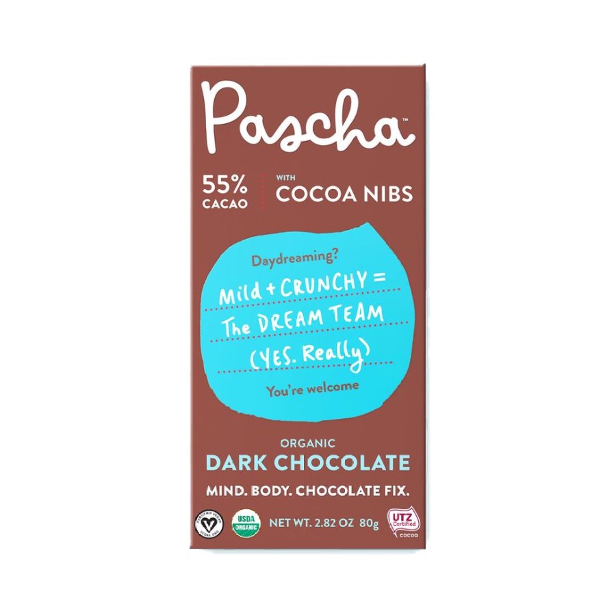 Pascha 55% Cacao Organic Dark Chocolate With Cocoa Nibs 2.82oz