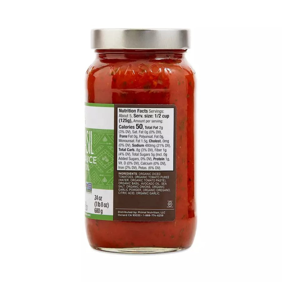 Primal Kitchen Avocado Oil Tomato Basil Marinara Sauce Ingredients And Nutrition Facts