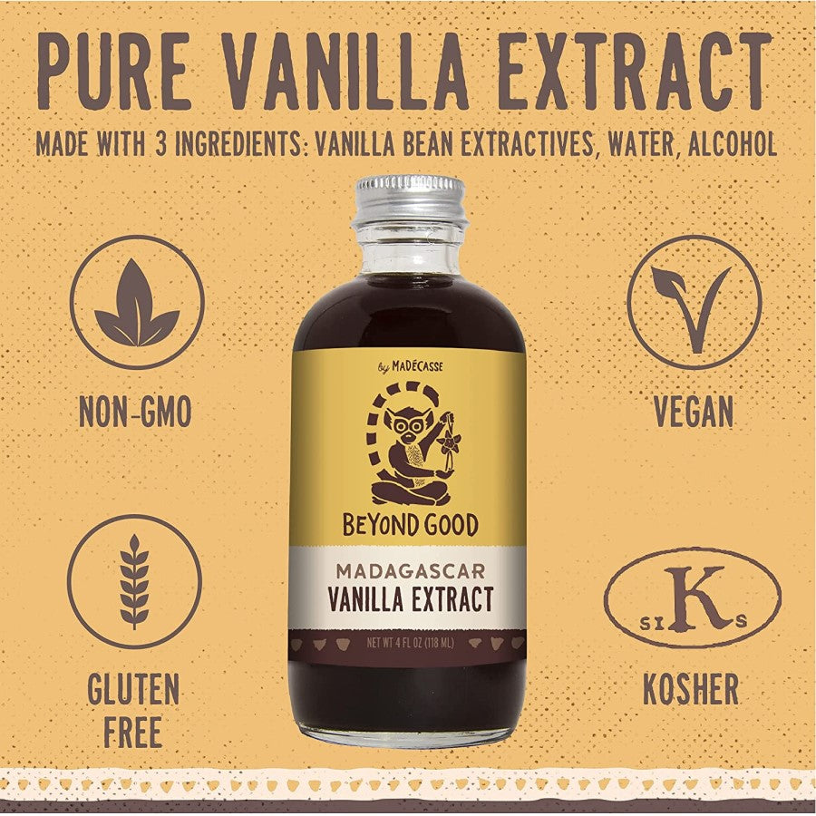 Pure Vanilla Extract Made With 3 Ingredients Non-GMO Gluten Free Vegan 4 Ounce Madagascar Beyond Good Vanilla By Madecasse