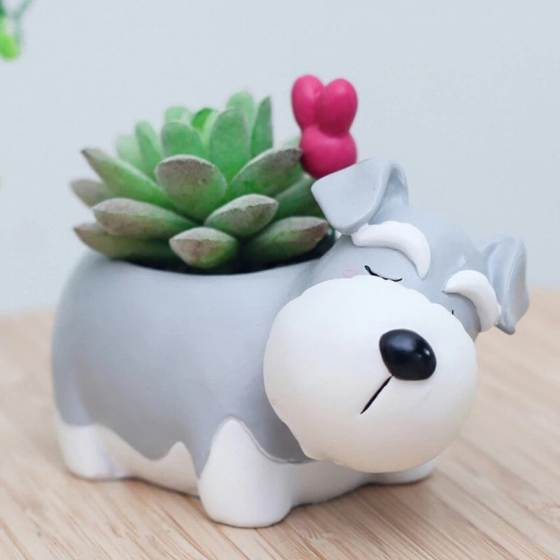 Snoozing Schnauzer Plant Pot Gift For Dog Lovers