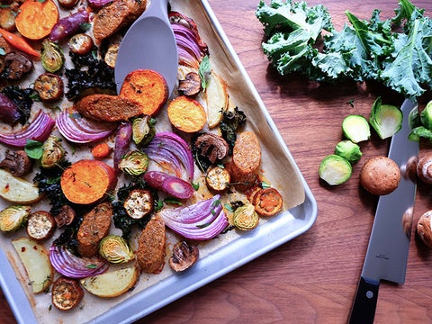 Vegan Sheet Pan Dinner Colorful Vegetables On If You Care Unbleached Baking Paper Parchment Precut Sheet